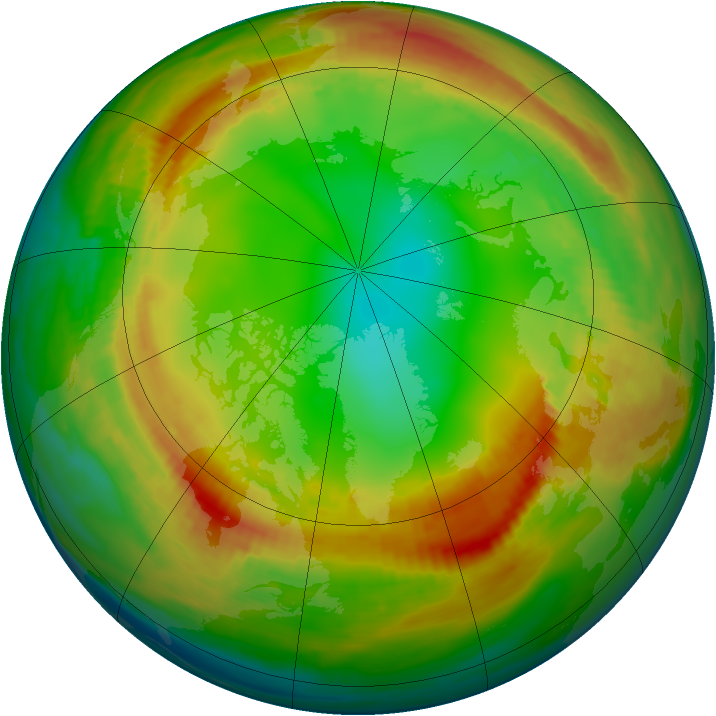 Arctic ozone map for 25 January 1984